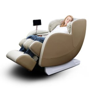 6D Dual Core (3D+3D) Roller, Air Float System, Upgraded Kahuna LM6800, 50″ SL-Track Full Body Zero Gravity Recliner, Bluetooth, Heat Therapy Beige/White