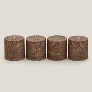 MOTTLED BROWN BOX CANDLE SET OF 4