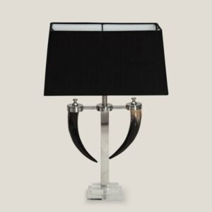 NAVAJO BLACK HORN & STAINLESS STEEL TABLE LAMP