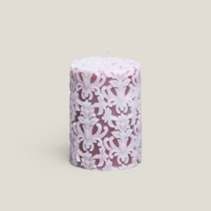 DAMASK TEXTURED PINK WAX CANDLE