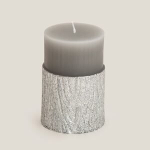 BARK GREY & SILVER TEXTURED WAX CANDLE
