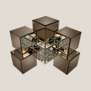 CUBOID BROWN MIRRORED GLASS WALL DECOR SMALL