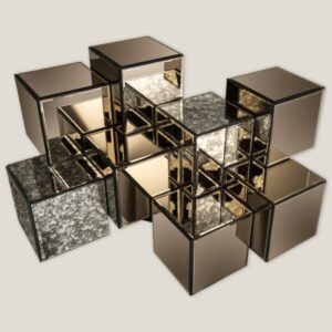 CUBOID BROWN MIRRORED GLASS WALL DECOR LARGE