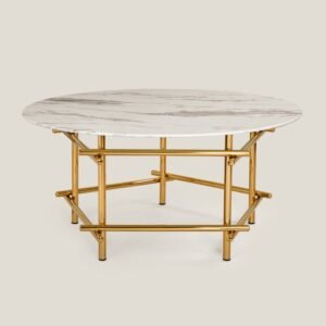 PIETRA GOLD & WHITE STAINLESS STEEL & MARBLE FINISH COFFEE TABLE