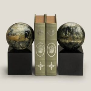 BALL NEUTRAL & BLACK RESIN & STAINLESS STEEL BOOKEND
