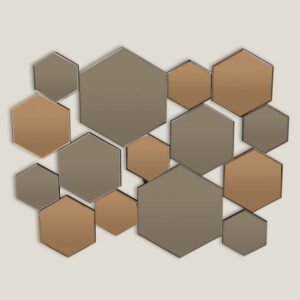 SENIO HEXAGONAL BROWN & COPPER WALL MIRROR