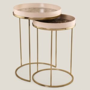 FIORE BLUSH PINK & GOLD MDF & METAL NEST OF TABLES