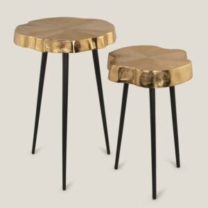 TIMAR GOLD & BLACK METAL NEST OF TABLES