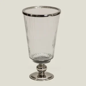 AIRIN NICKEL CLEAR GLASS & METAL HURRICANE LARGE