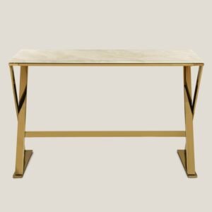 BOLZANO GOLD & WHITE GLASS & STAINLESS STEEL CONSOLE TABLE