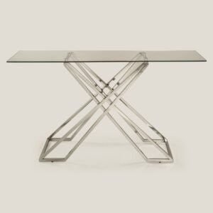 TRIESTE SILVER GLASS & STAINLESS STEEL CONSOLE TABLE