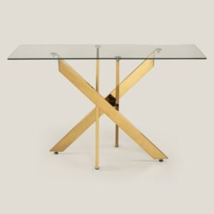TRENTO GOLD & CLEAR GLASS & METAL CONSOLE TABLE