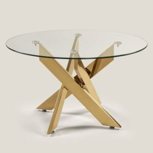 TRENTO CLEAR & GOLD STAINLESS STEEL & GLASS COFFEE TABLE