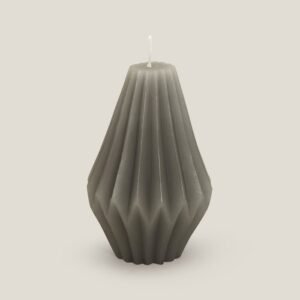 PINE GREY CARVED PILLAR CANDLE