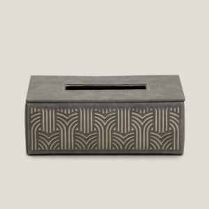 SICILY GREY & GOLD FAUX LEATHER TISSUE BOX