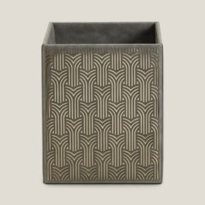 SICILY GREY & GOLD FAUX LEATHER DUSTBIN