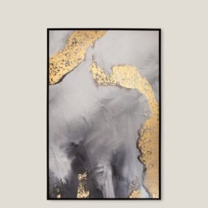 AURO GREY & GOLD FRAMED CANVAS WALL ART