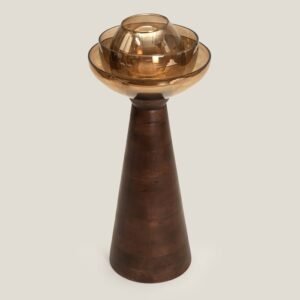 LOTUS WOODEN CANDLE STAND L