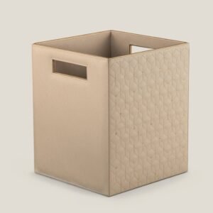 CYBUS BEIGE & GOLD FAUX LEATHER DUSTBIN