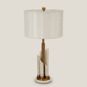 MODERN WHITE METAL & MARBLE TABLE LAMP