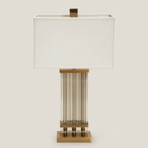 SCIOLARI GOLD METAL GLASS ROD TABLE LAMP
