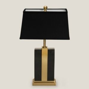 MODERN BLACK METAL & MARBLE TABLE LAMP