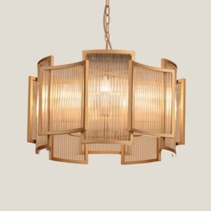 UPTON GLASS & METAL ROD CHANDELIER