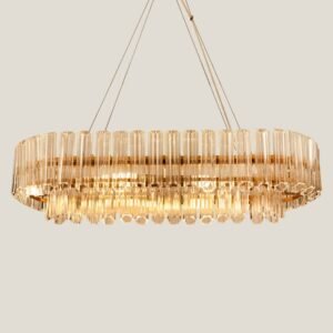 SATURN GOLD CRYSTAL & METAL CHANDELIER