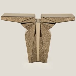 PHOENIX FACETED BROWN MIRROR CONSOLE TABLE