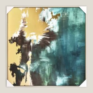 NORDIC GREEN & GOLD FRAMED CANVAS