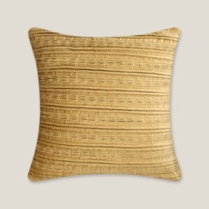 ADELE PLEATED YELLOW VELVET CUSHION COVER