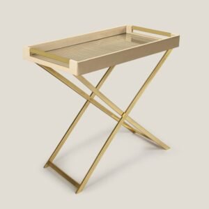 IKIGAI BEIGE & GOLD BUTLER TRAY WITH STAND