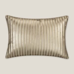 YANKI GOLD & OFF WHITE FAUX LEATHER CUSHION COVER