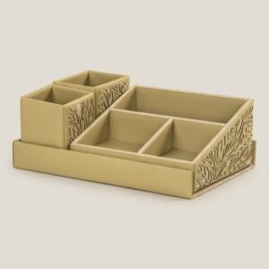 SPRING GARDEN OLIVE GREEN FAUX LEATHER DESK SET