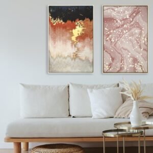 VIBRO BLUSH & GOLD FRAMED CANVAS WALL ART